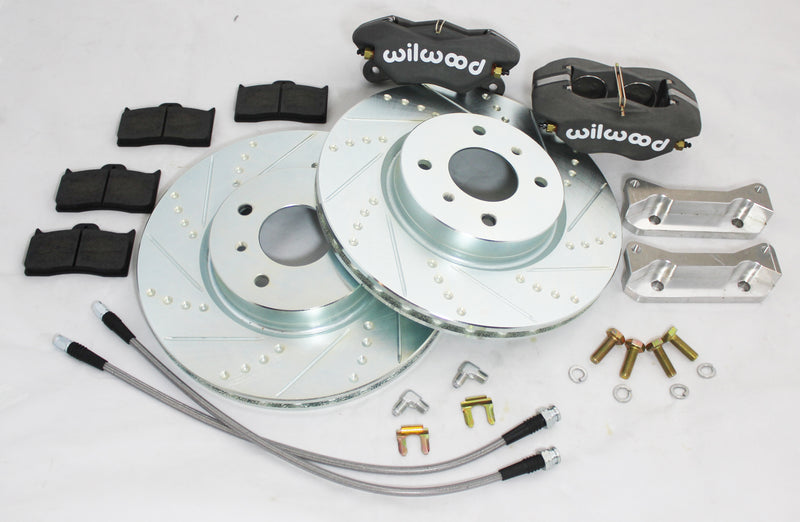 Datsun 510 front Wilwood brake upgrade kit fits sedan and wagon models - smaller 10 inch rotors - fits 14 inch wheels easy