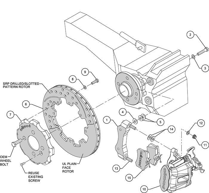 2002-2013 mini cooper S WILWOOD DISC BRAKE KIT REAR with parking brake MINI-COOPER BMW 11.75" ROTORS 4 piston CALIPERS