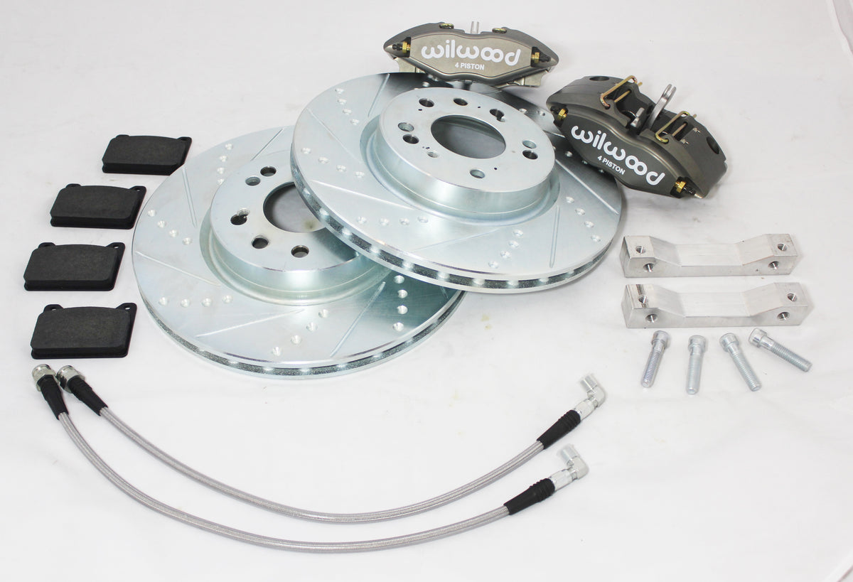 SILVER MINE MOTORS 240SX REAR WILWOOD 4 PISTON BRAKE UPGRADE KIT FITS S13  S14 S15 R35 180SX 200SX SILVIA Z32 300ZX r33 r32 r35 with emergency brake  
