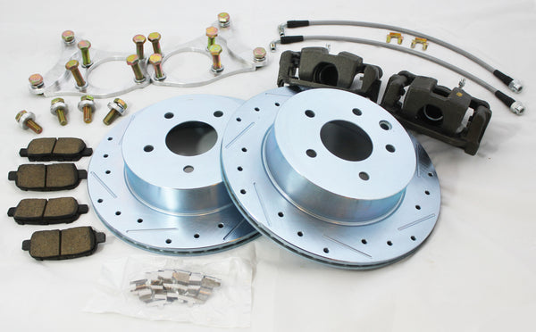 NISSAN 350Z , 370z Infinity G35 G37 REAR DUAL CALIPER BRAKE UPGRADE KIT WITH DEDICATED HYDRAULIC CALIPER EMERGENCY BRAKE DRIFT Z33