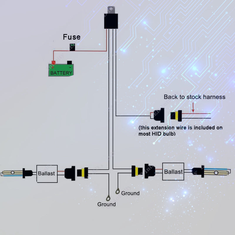 RELAY SYSTEM FOR HEADLIGHTS, HORN, A/C FAN, DRIVING LIGHTS ECT.