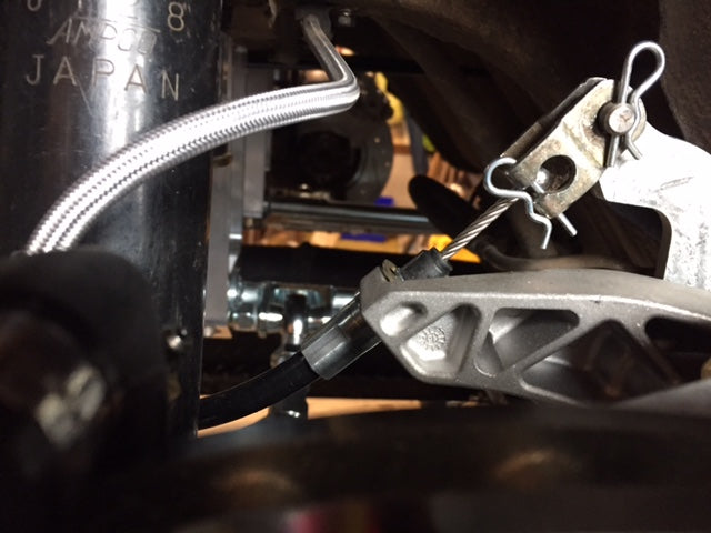 EXTENDED EMERGENCY BRAKE CABLE FOR 240Z 260Z 280Z USED IN WILWOOD DUAL CALIPER E-BRAKE KIT